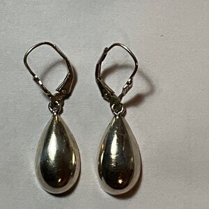 Sterling Silver Teardrop Leverback Earrings